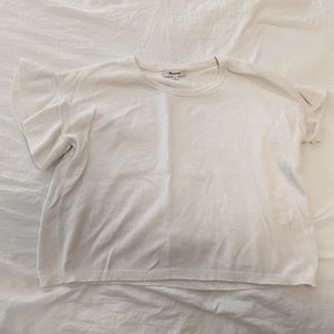 Madewell Women's Off-White Ruffle-Sleeve Sweater Tee XS